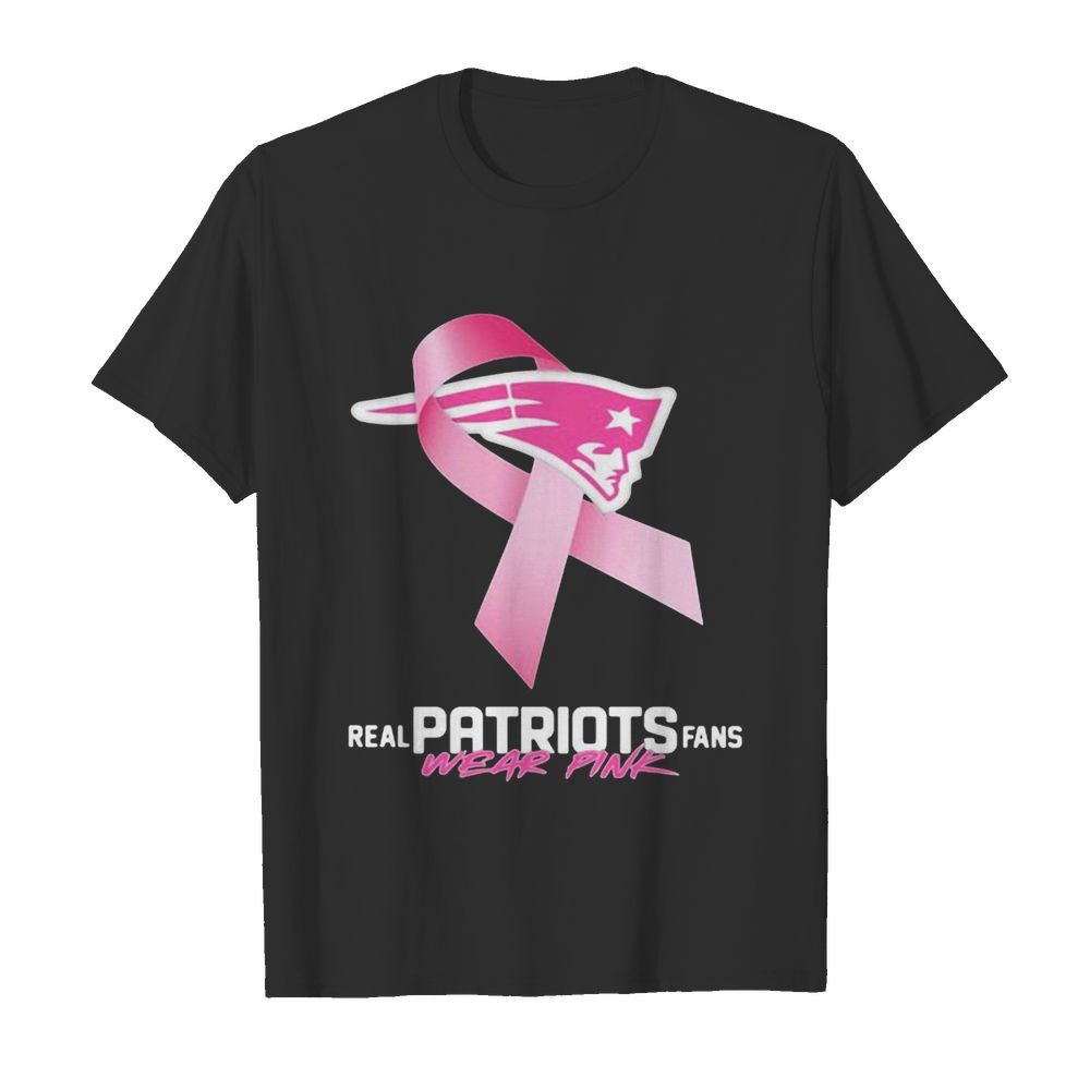 Real patriots fans wear pink logo cancer awareness shirt