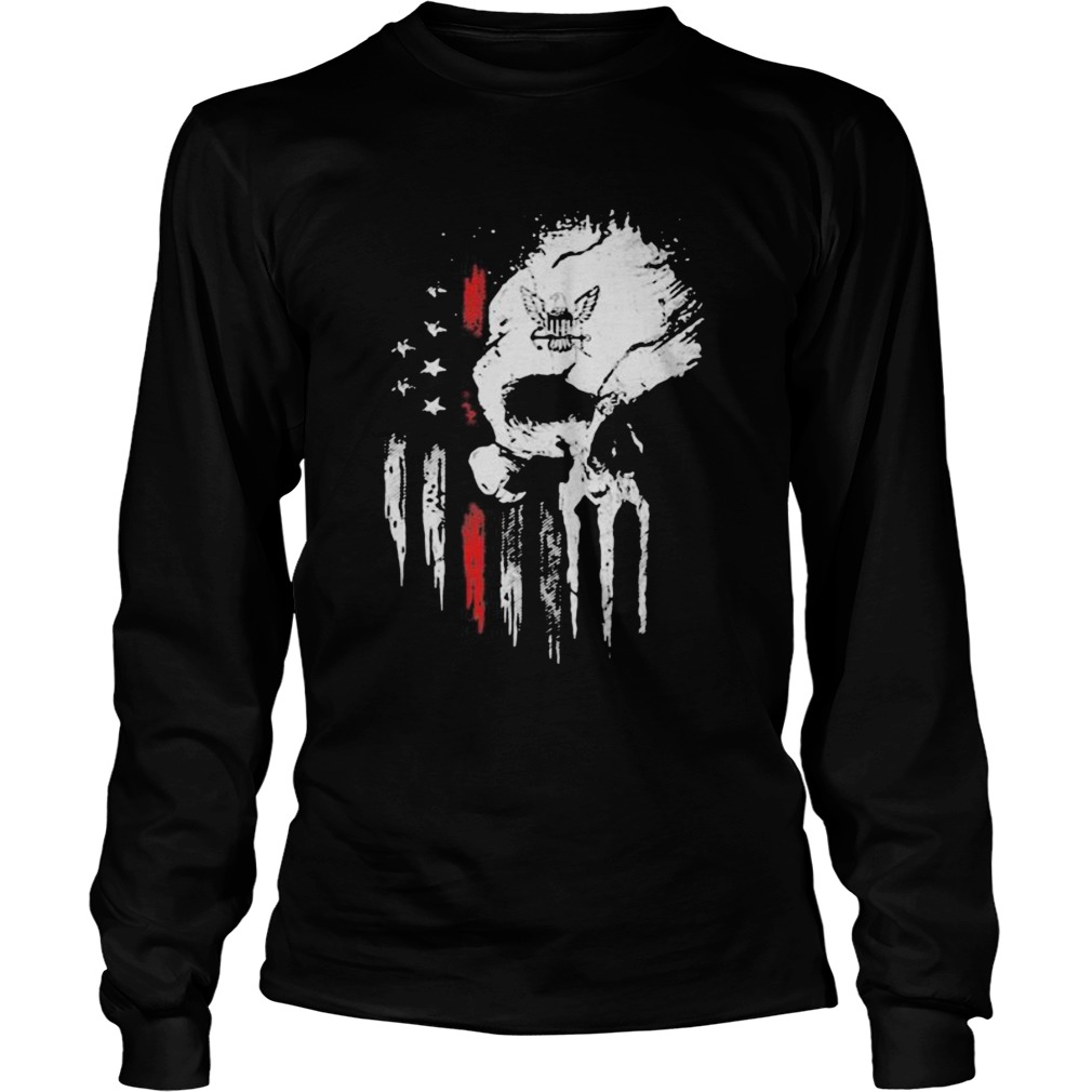 Red Navy Skull American Flag Independence Day  Long Sleeve