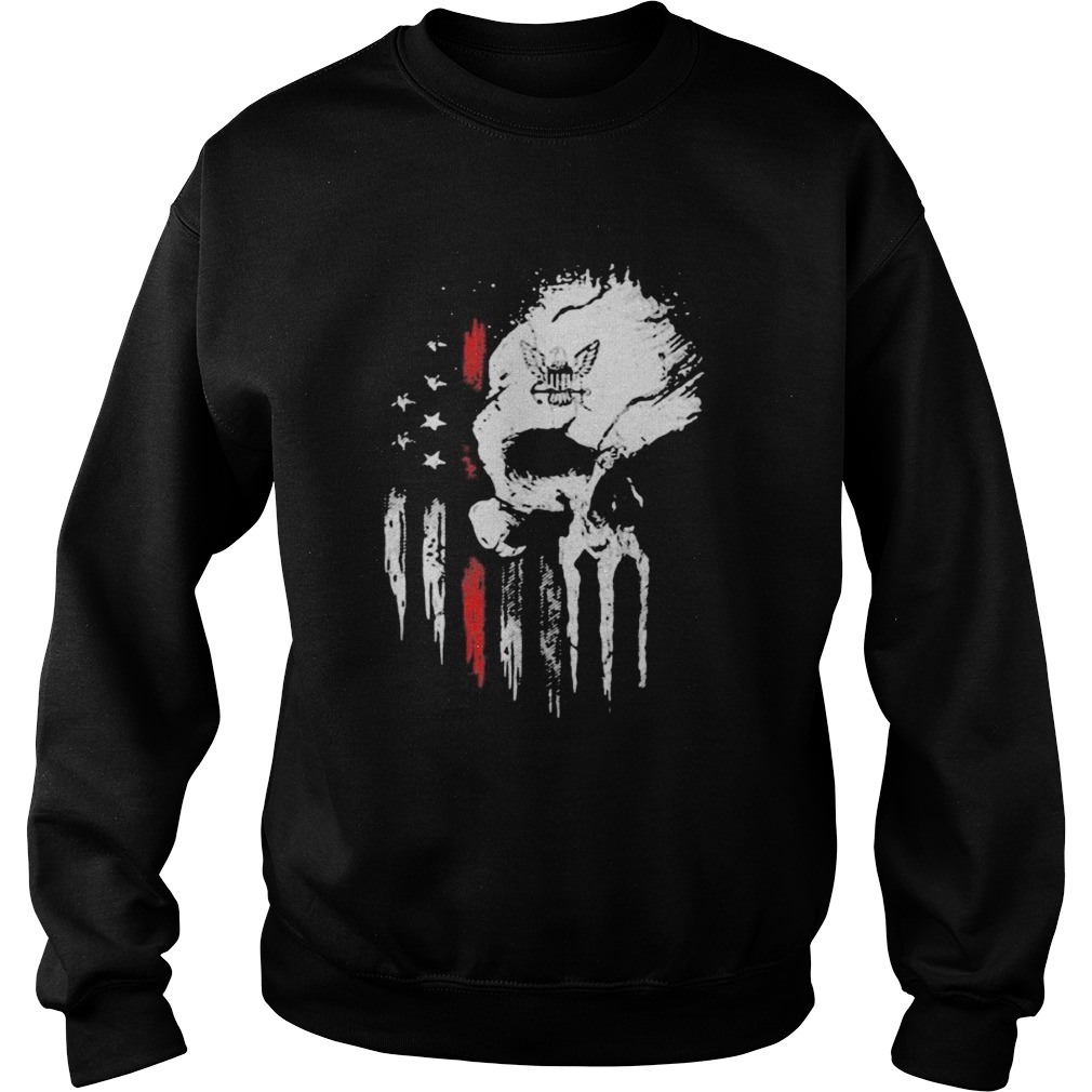 Red Navy Skull American Flag Independence Day  Sweatshirt