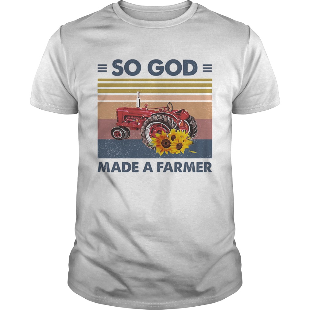 Red Tractor So God Made A Farmer sunflower vintage retro shirt