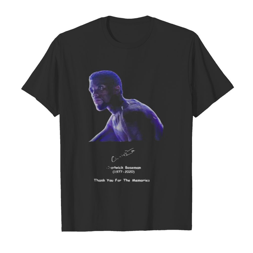 Rip black panther chadwick Boseman 1977 2020 thank you for the memories signature shirt