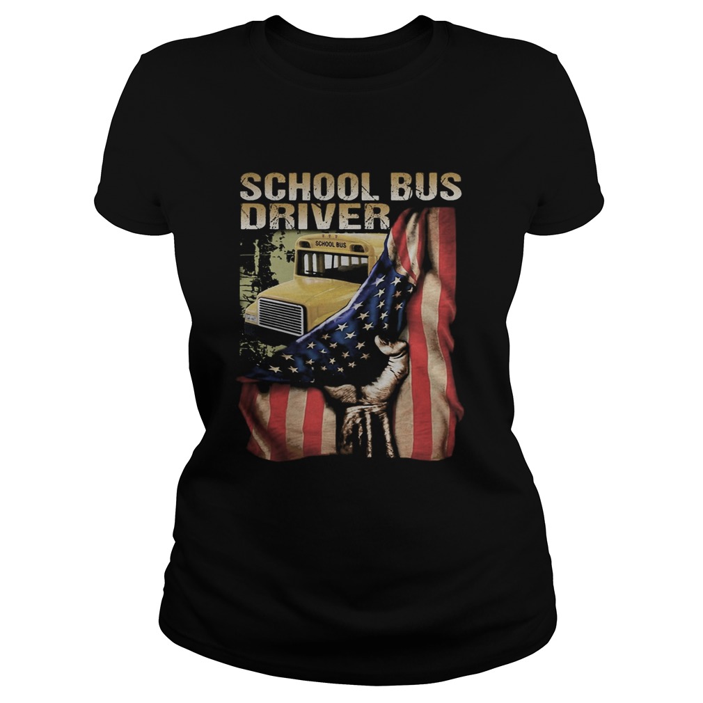 School bus driver american flag independence day  Classic Ladies