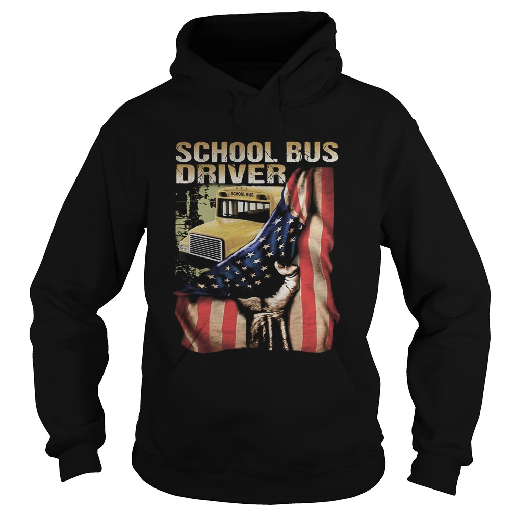 School bus driver american flag independence day  Hoodie