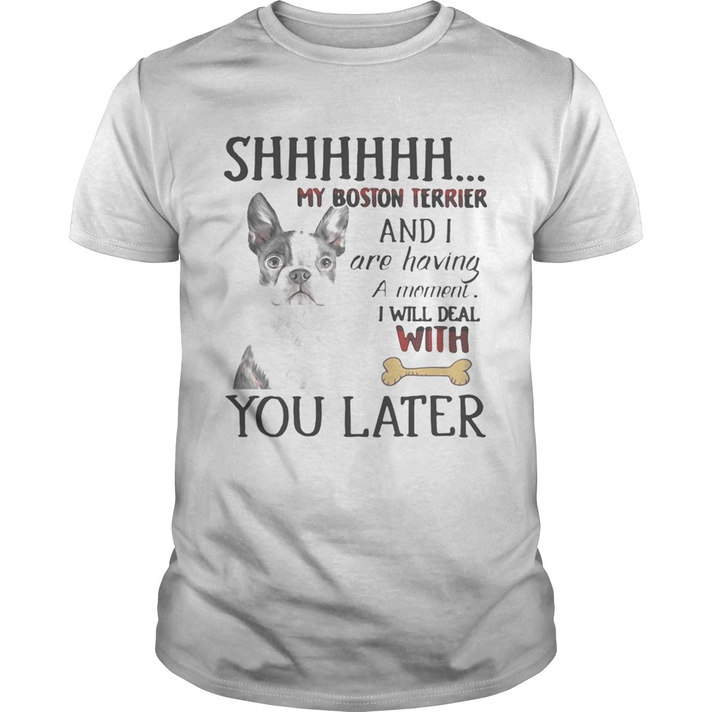 Shhhhhh My Boston Terrier and I are having a moment I will deal with you later shirt