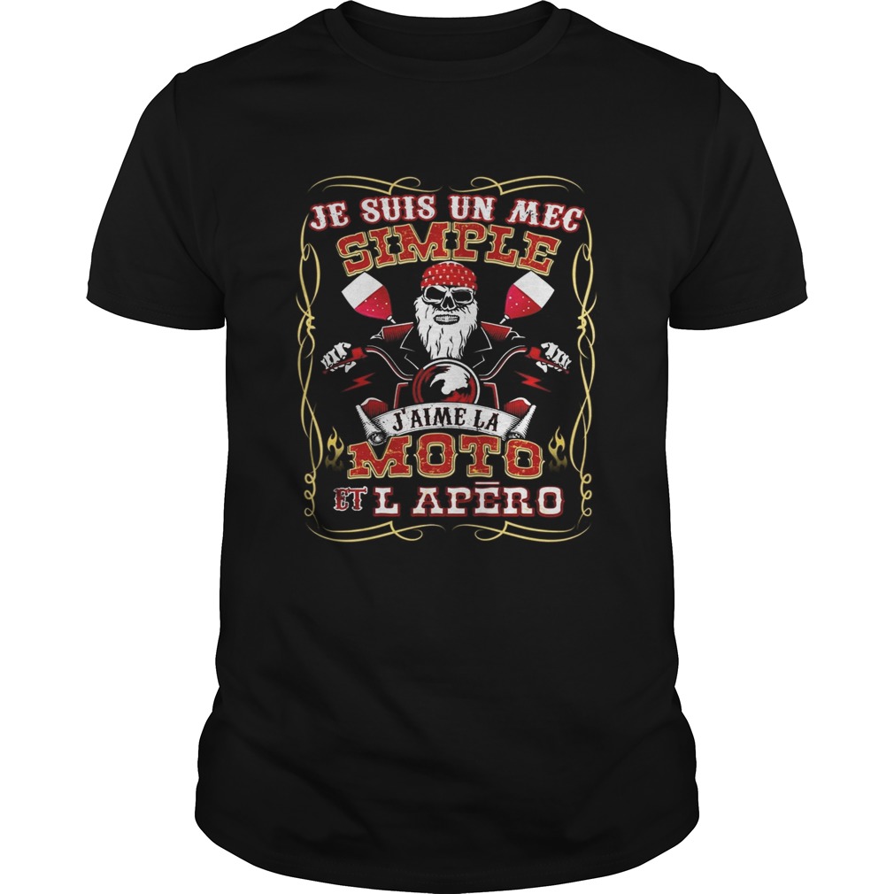 Skeleton beard je suis un mec simple jaime la moto et l apero shirt