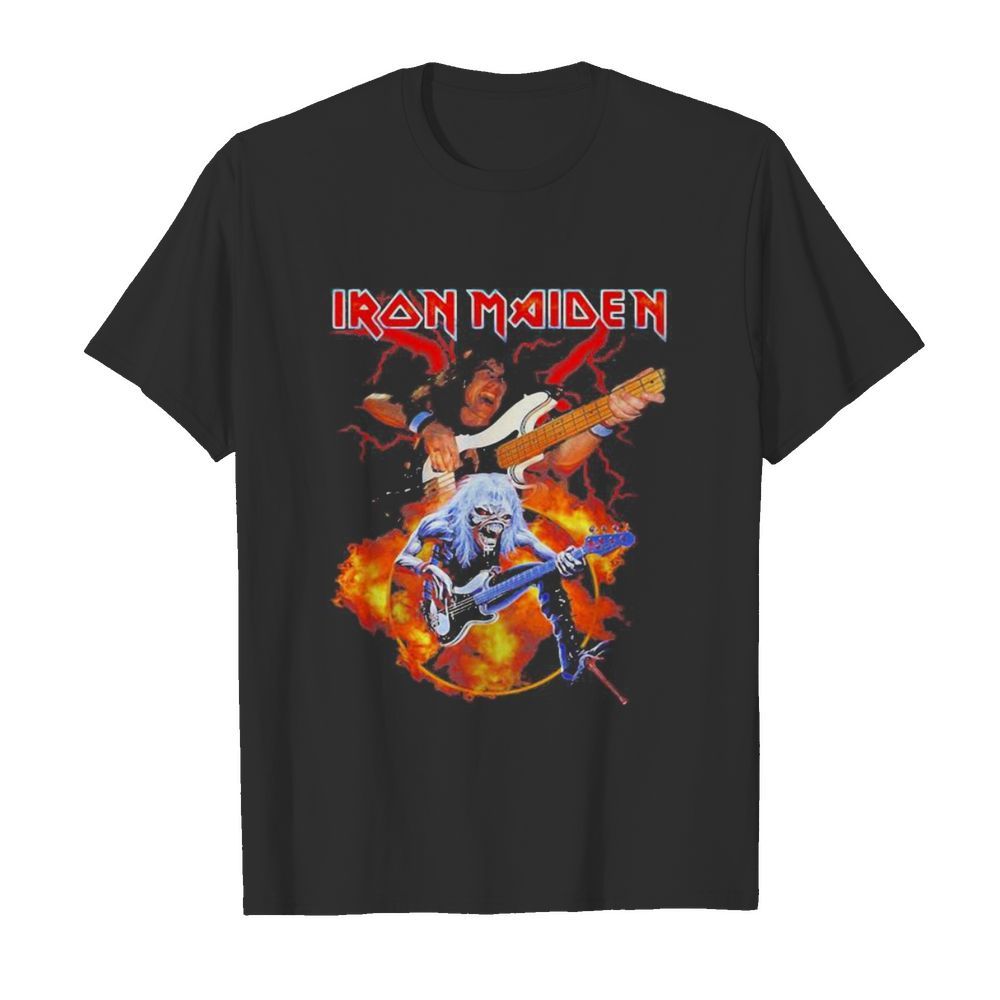 Skeleton iron maiden band guitar shirt