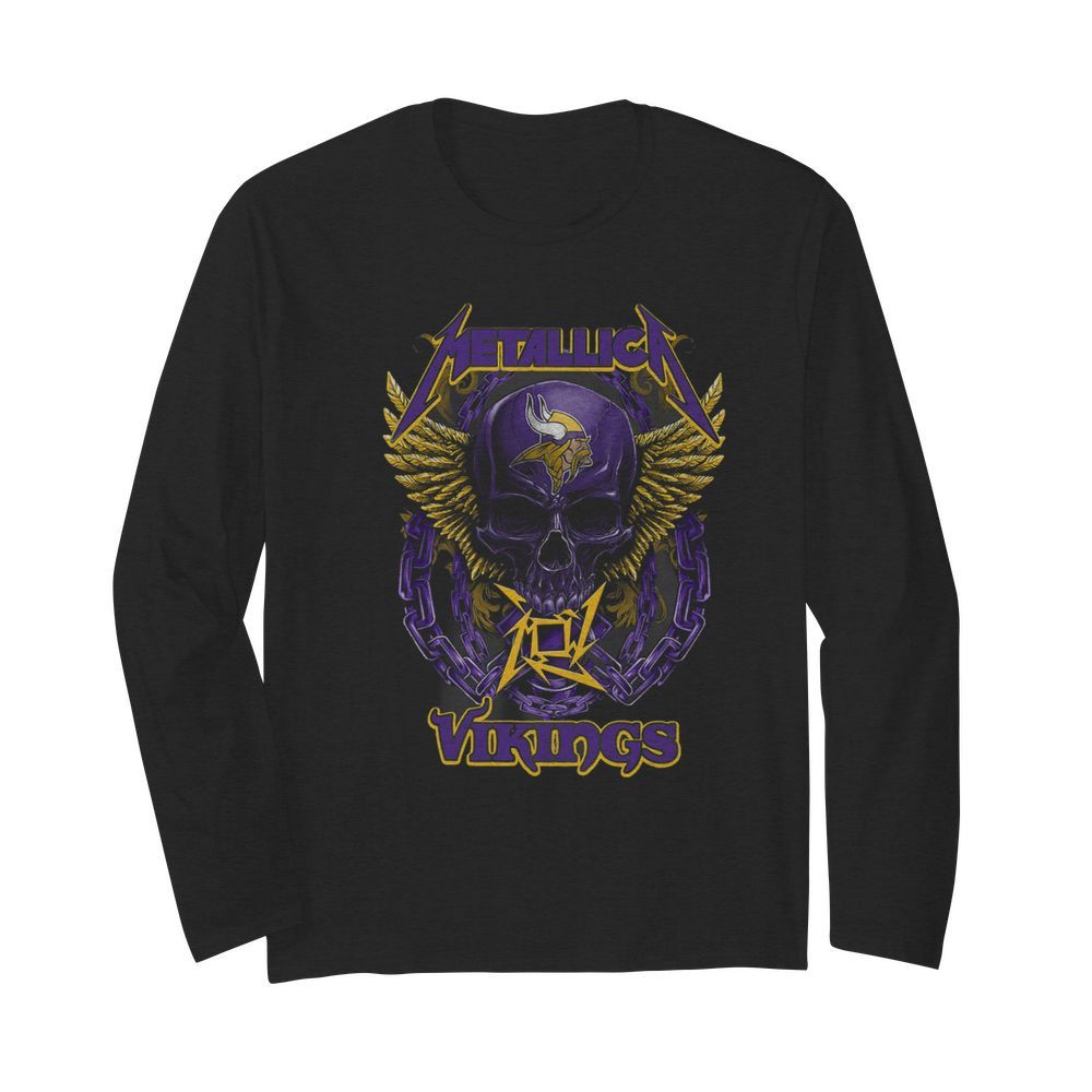 Skull Metallic Vikings Halloween Long Sleeved T-shirt 