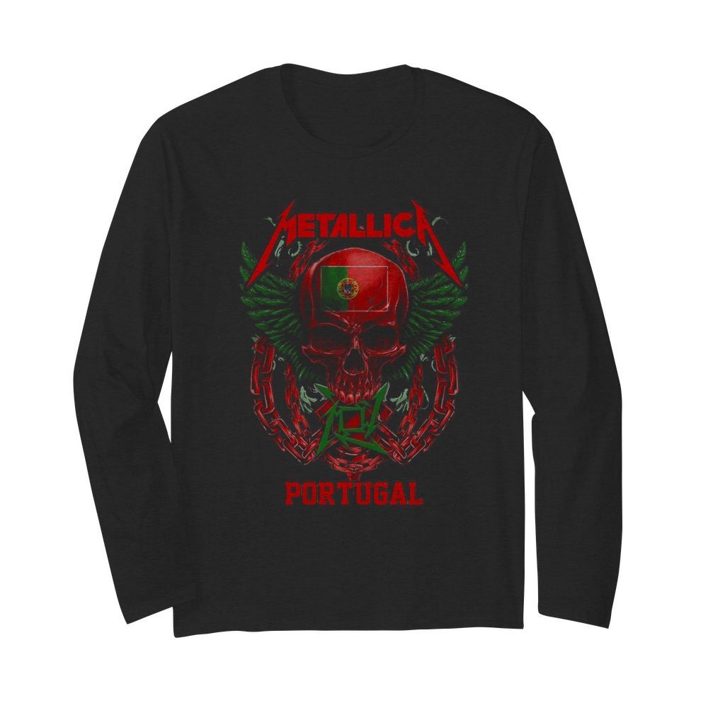 Skull Metallica Portugal Flag  Long Sleeved T-shirt 