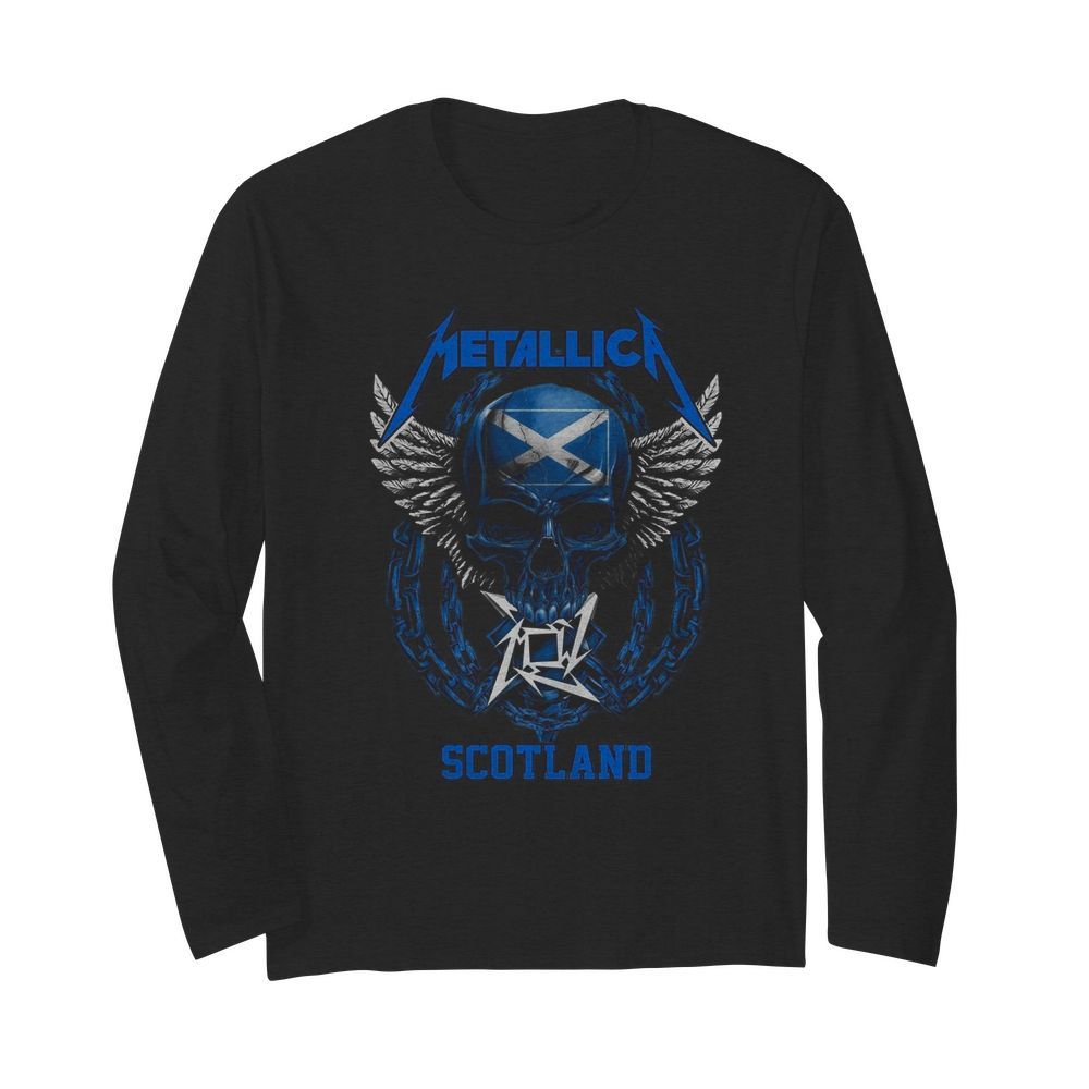 Skull Metallica Scotland Flag  Long Sleeved T-shirt 