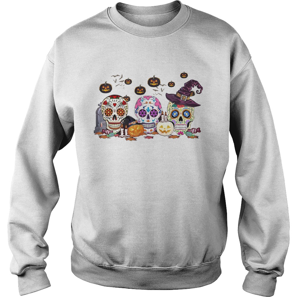 Skulls Tattoo Witch Pumpkin Happy Halloween  Sweatshirt