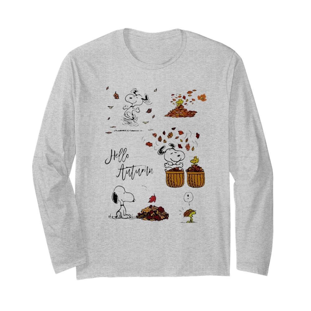 Snoopy hello autumn maple leaves  Long Sleeved T-shirt 