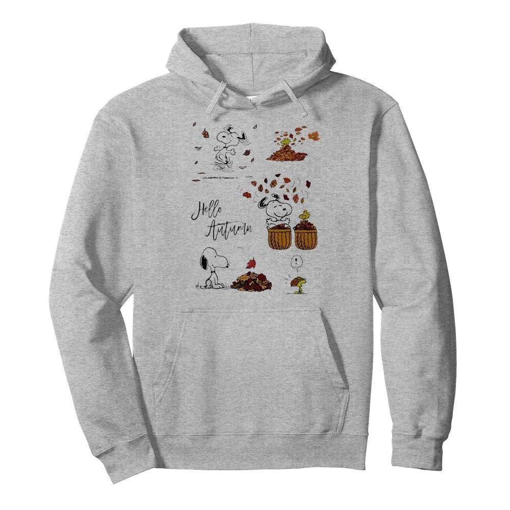 Snoopy hello autumn maple leaves  Unisex Hoodie