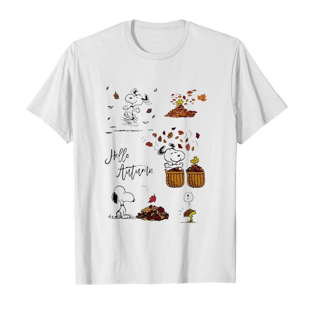 Snoopy hello autumn maple leaves  Classic Men's T-shirt