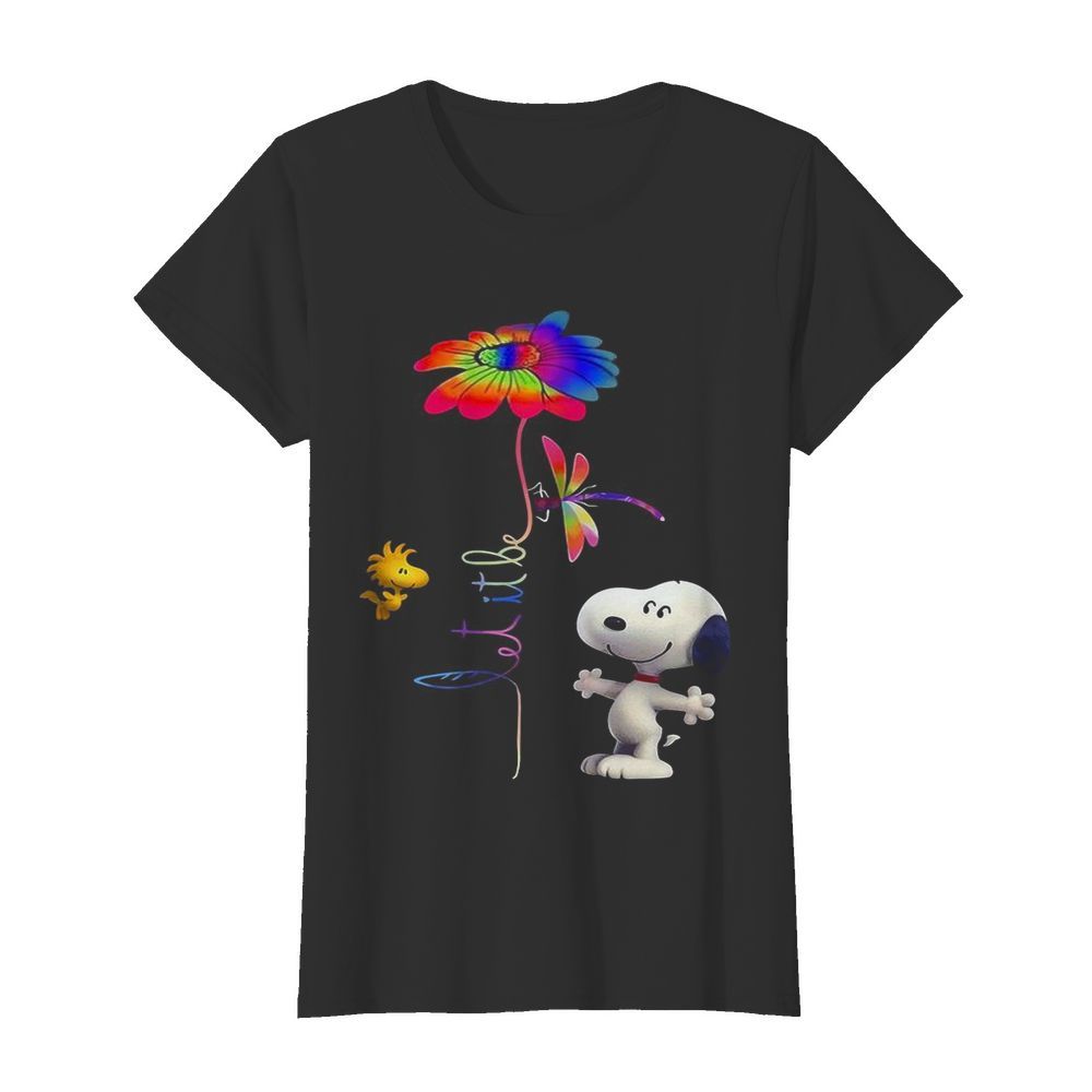 Snoopy woodstock and butterfly let it be flower  Classic Women's T-shirt