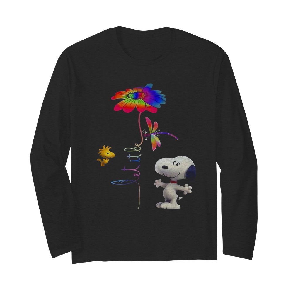 Snoopy woodstock and butterfly let it be flower  Long Sleeved T-shirt 