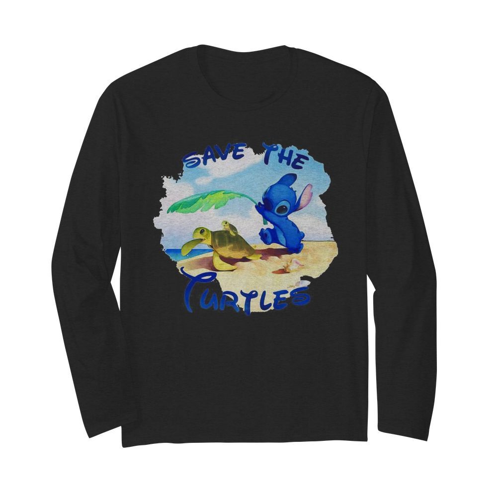 Stitch save the turtles  Long Sleeved T-shirt 