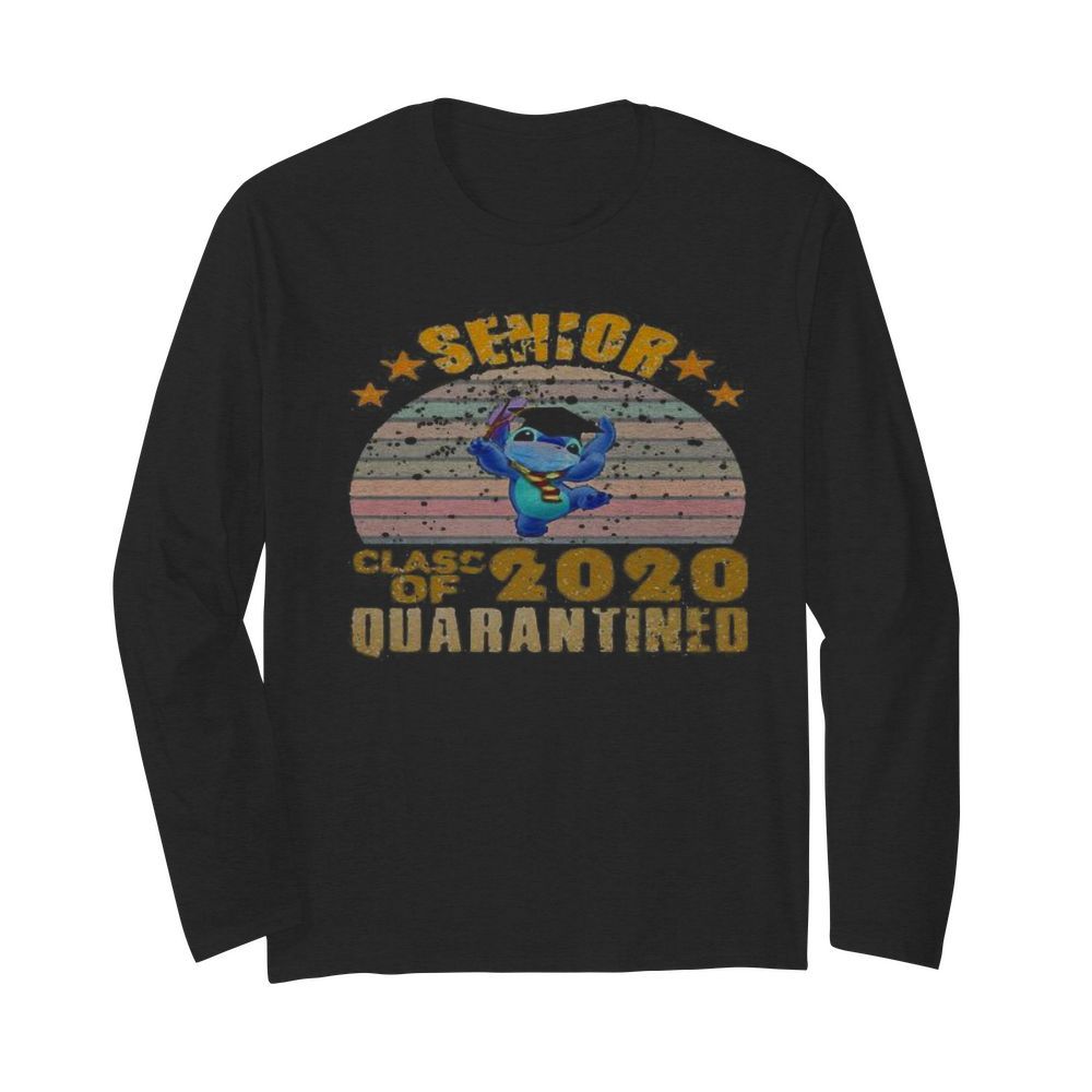 Stitch senior class of 2020 quarantined vintage retro  Long Sleeved T-shirt 