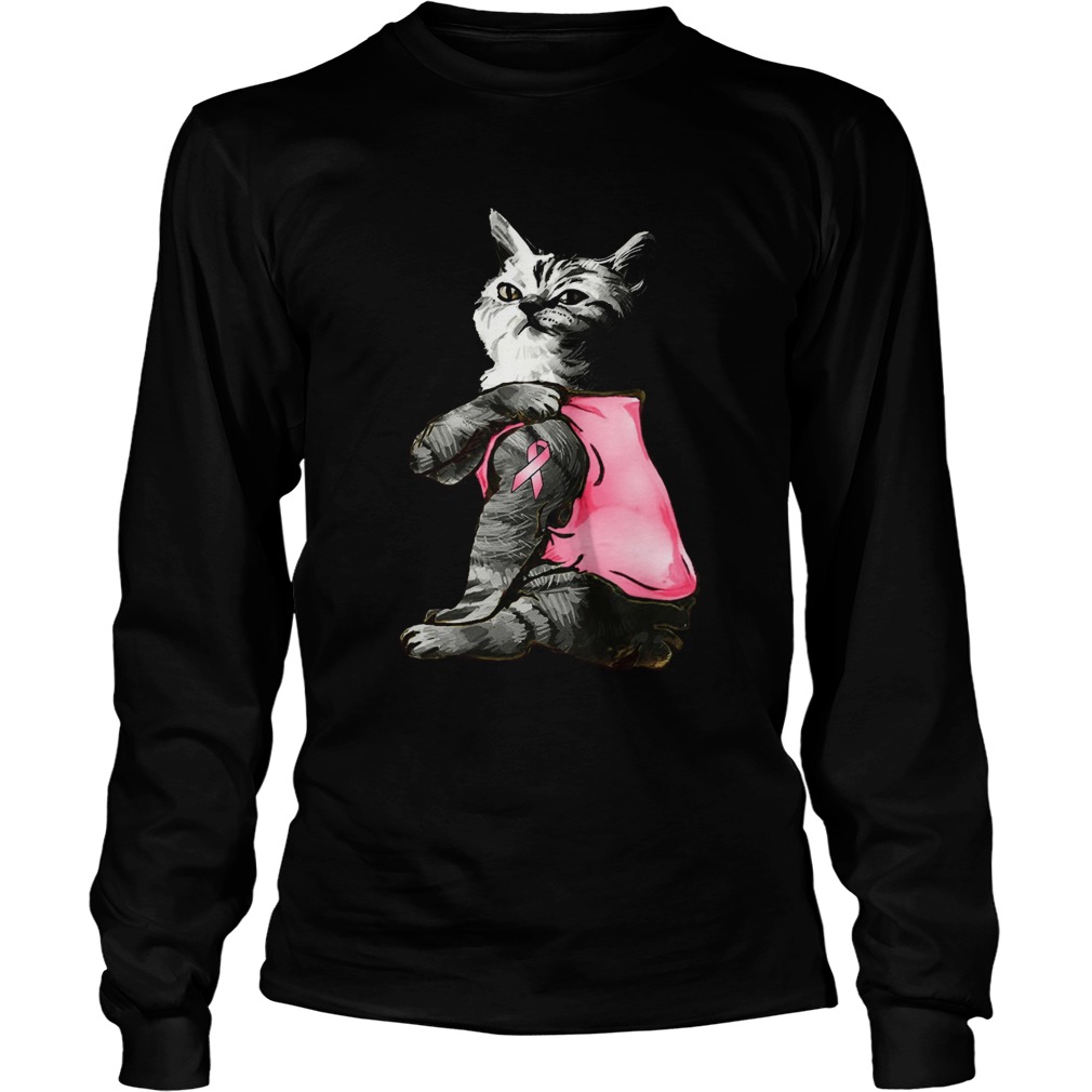 Strong Cat Paws For The Cure Breast Cancer Awareness  Long Sleeve