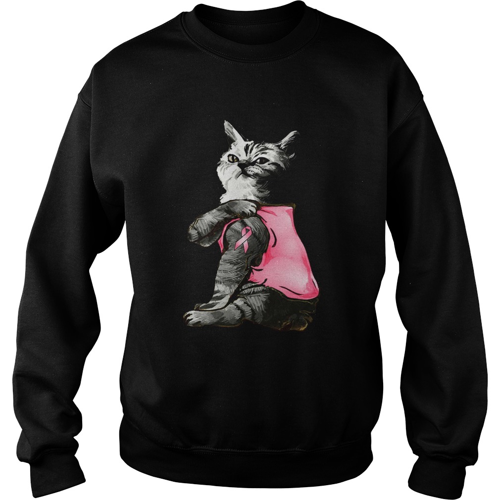 Strong Cat Paws For The Cure Breast Cancer Awareness  Sweatshirt