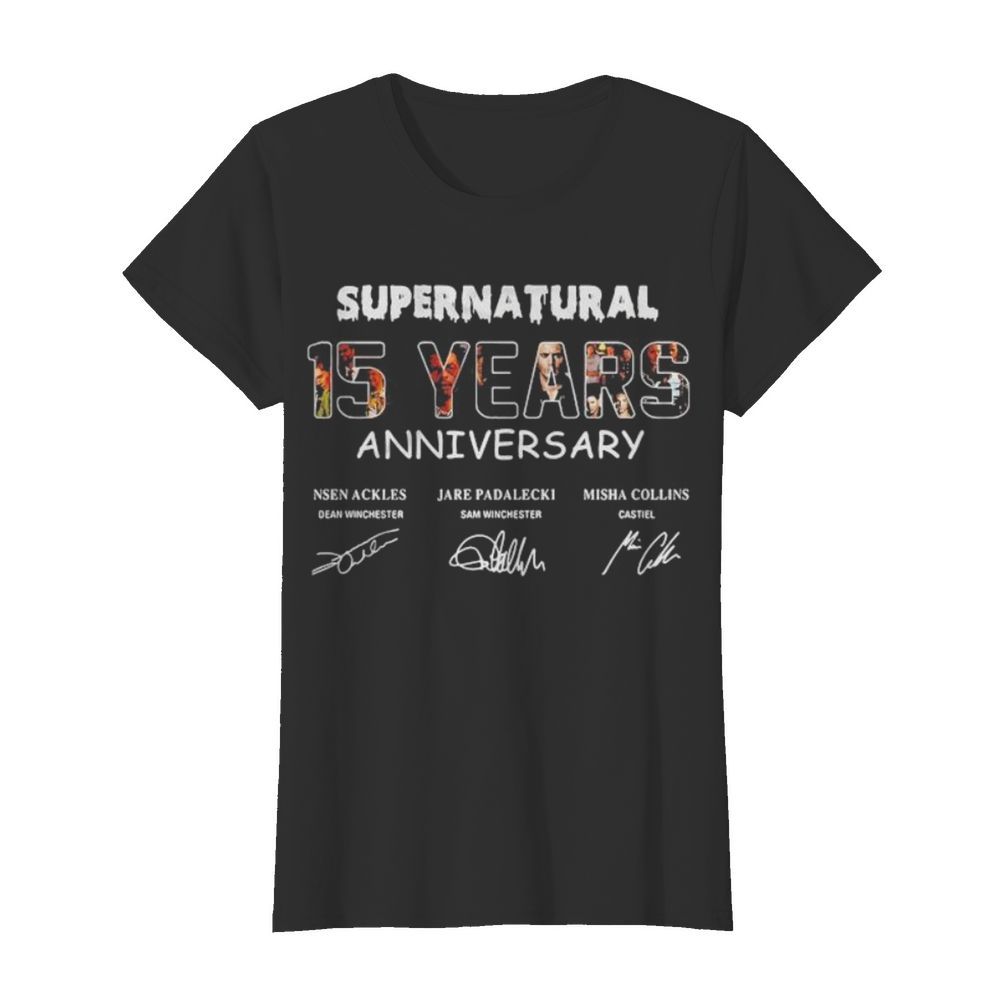 Supernatural 15 years anniversary characters signatures  Classic Women's T-shirt