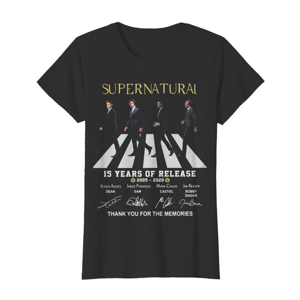 Supernatural The Abbey Road 15 Years Of Release 2005 2020 Thank You For The Memories Signatures  Classic Women's T-shirt