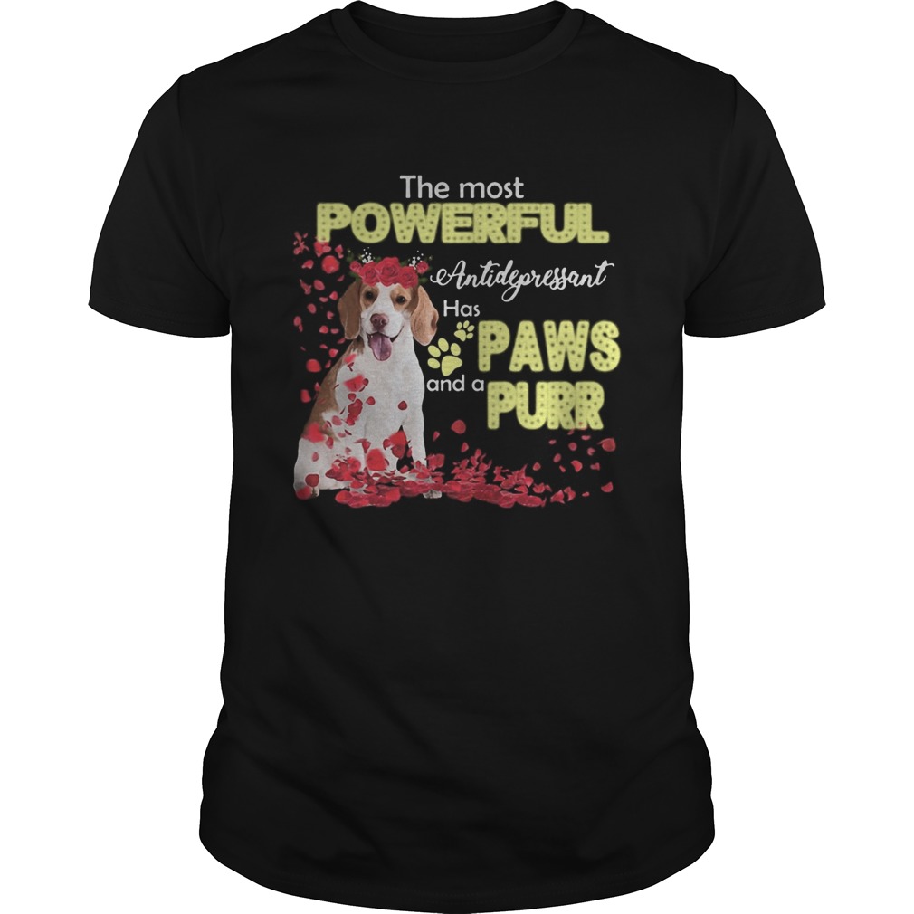 THE MOST POWERFULL ANTIDEPRESSANT HAS PAWS AND A PURR shirt