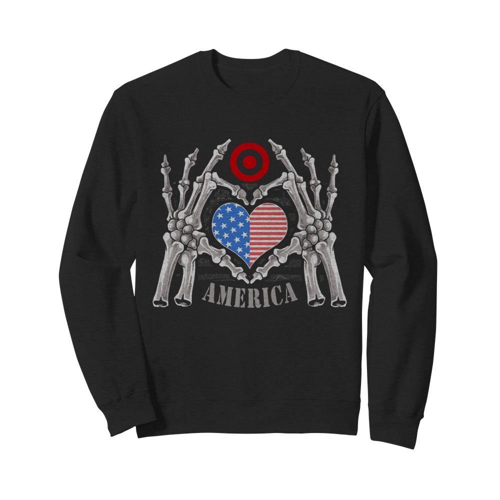 Target Logo America USA Forever Skeleton Skull Bones Hand  Unisex Sweatshirt