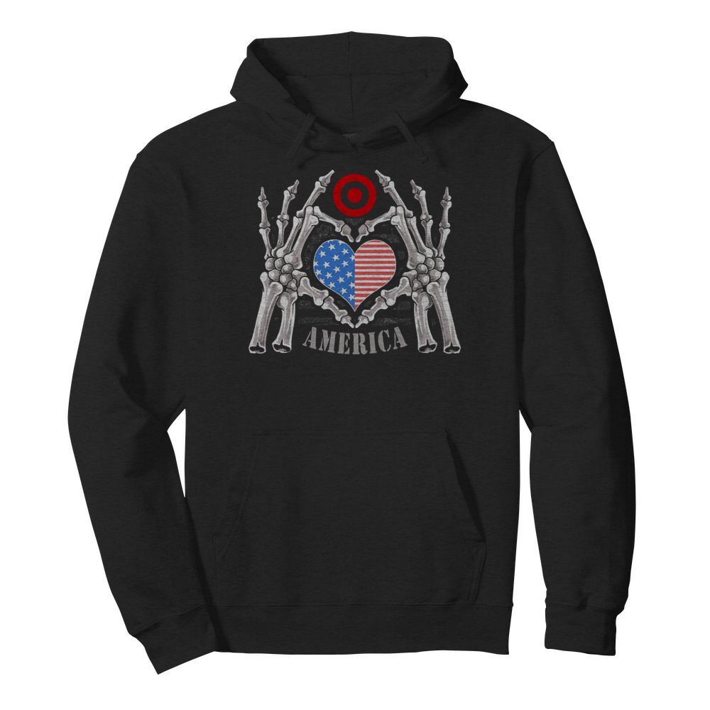 Target Logo America USA Forever Skeleton Skull Bones Hand  Unisex Hoodie