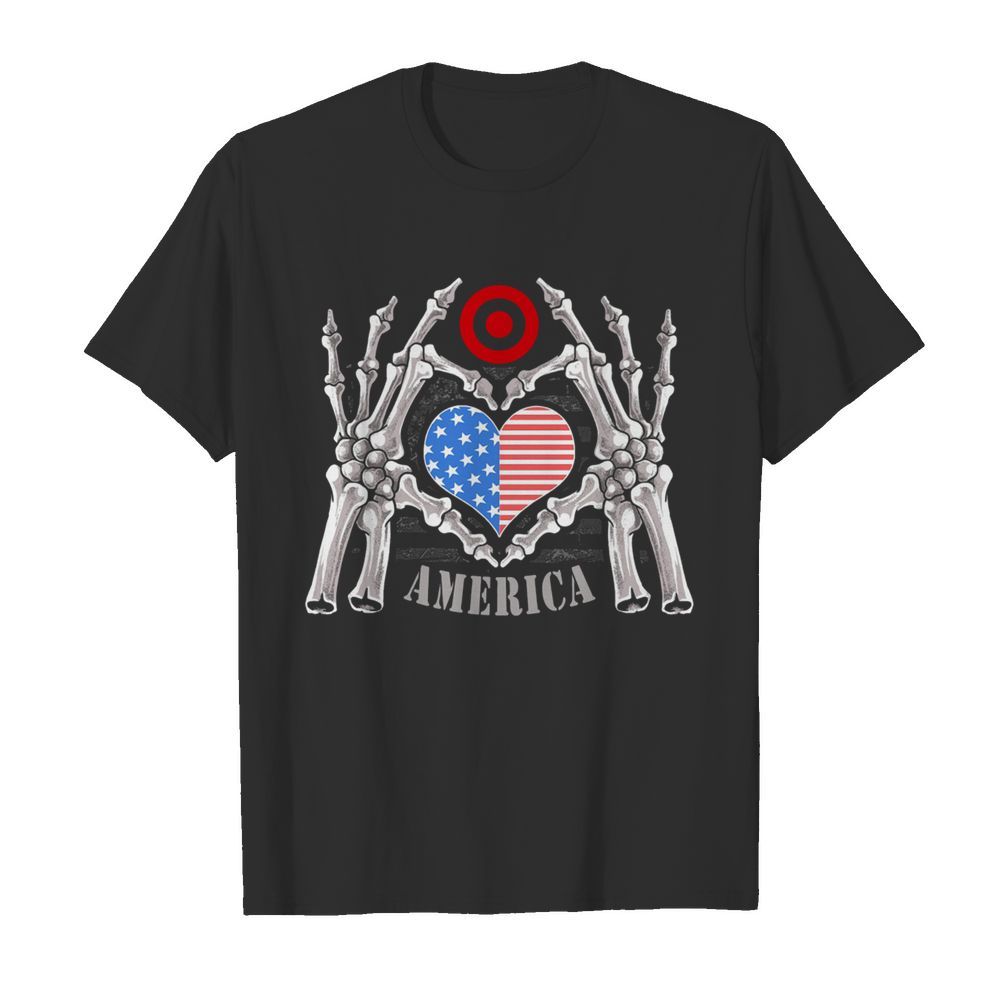 Target Logo America USA Forever Skeleton Skull Bones Hand  Classic Men's T-shirt