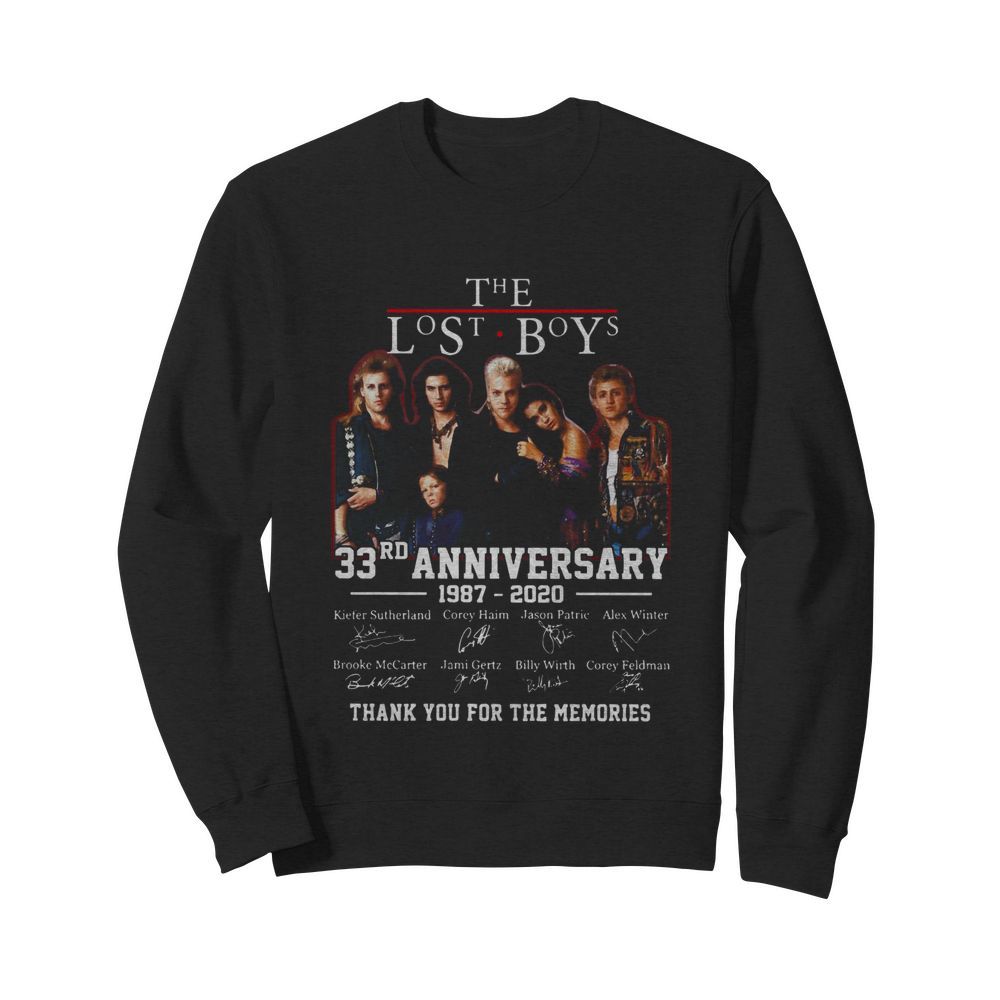 The Lost Boys 33rd Anniversary 1987 2020 Thank You For The Memories Signatures  Unisex Sweatshirt