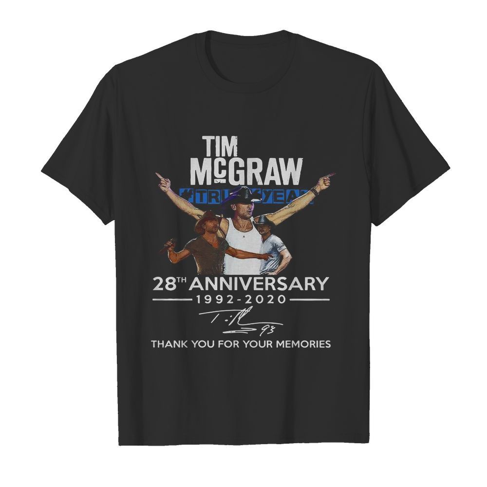 Tim Mcgraw 28th Anniversary 1992-2020 Thank You For The Memories shirt