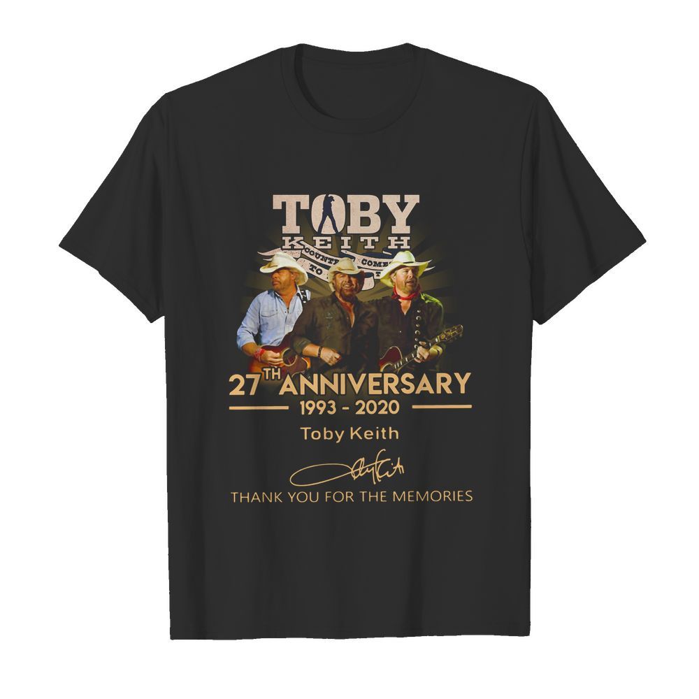 Toby Keith 27th anniversary 1993 2020 signature thank you for the memories shirt