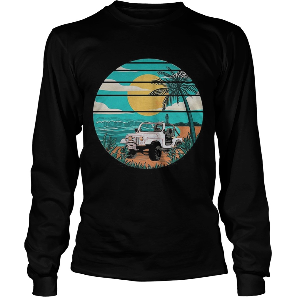 Tractor summer sunset vintage retro  Long Sleeve