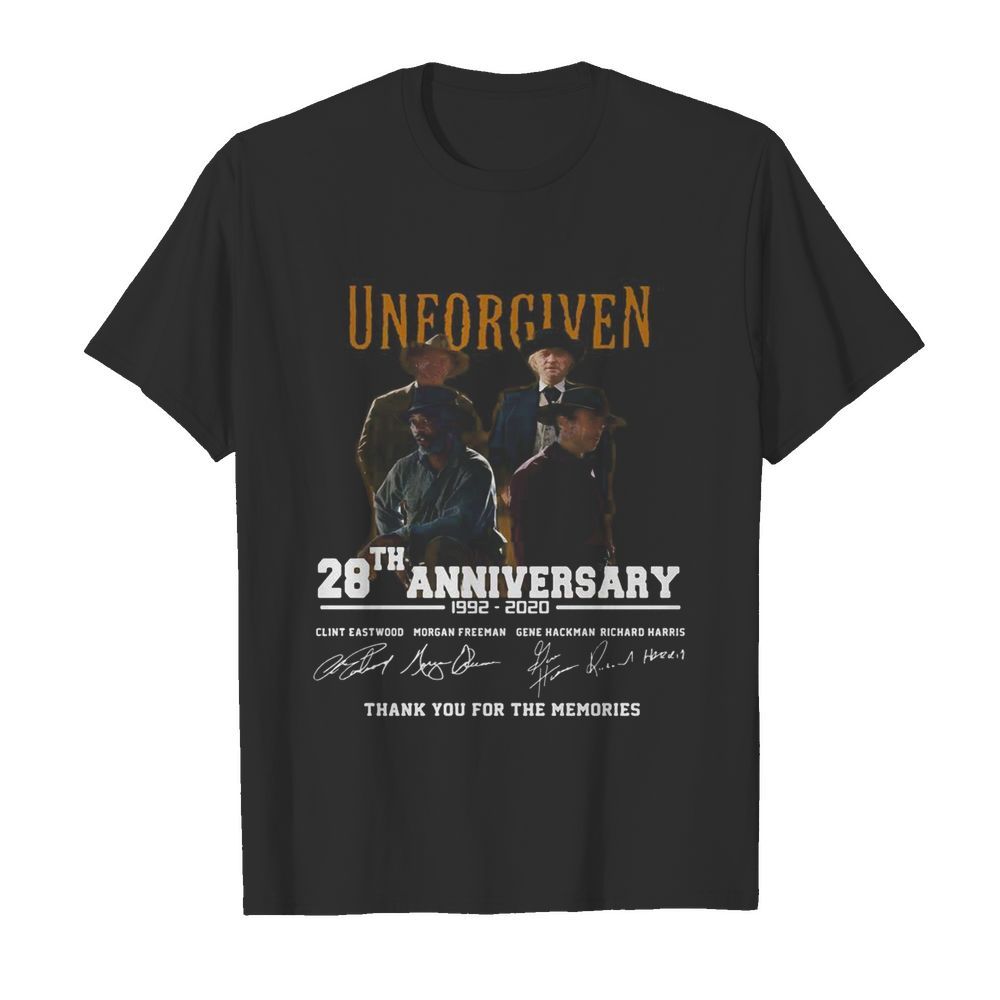 Unforgiven movie 28th anniversary 1992 2020 thank you for the memories signatures shirt