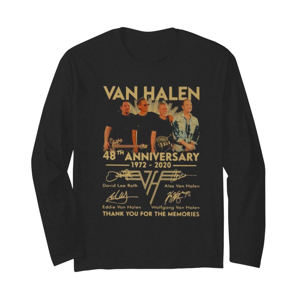 Van halen band 48th anniversary 1972 2020 thank you for the memories signatures  Long Sleeved T-shirt 