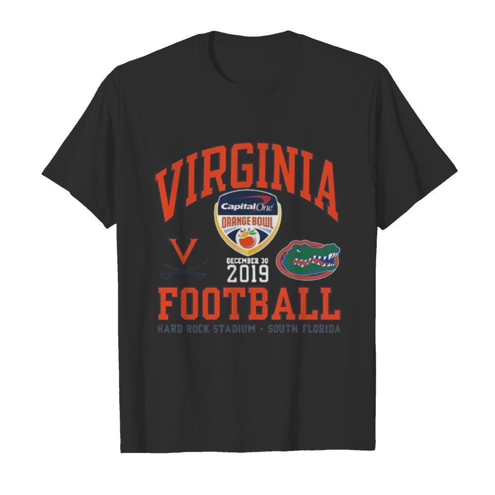 Virginia cavaliers vs florida gator 2019 football captain one orange bowl shirt