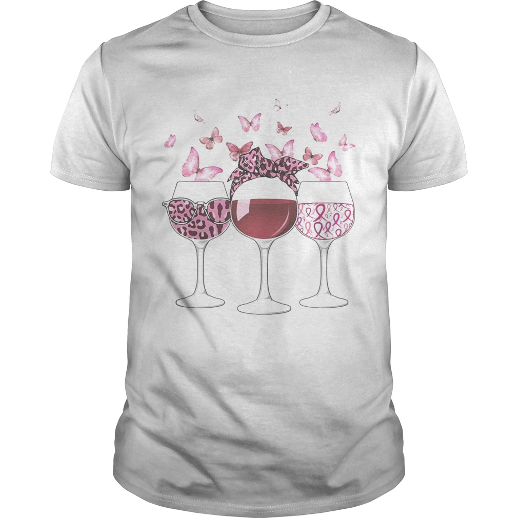 WINE BREAST CANCER BUTTERFLY shirt