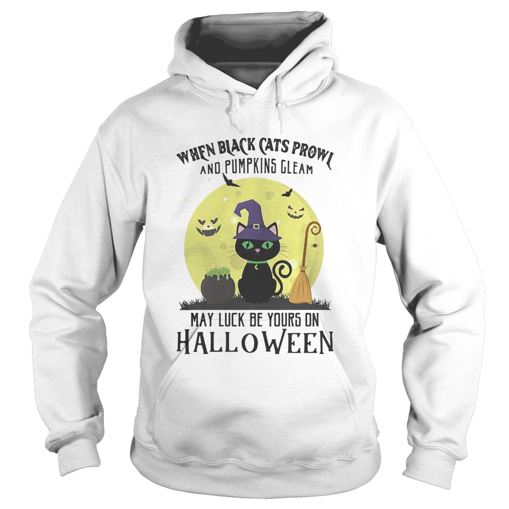 When black cats prowl and pumpkins gleam may luck be yours on halloween moon  Hoodie