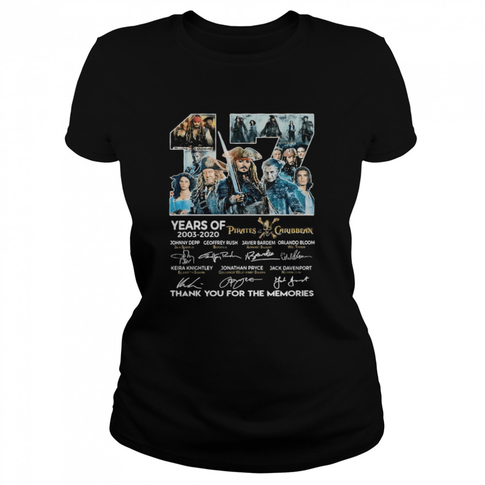 17 Years Of 2003 2020 Pirates Caribbean Thank You For The Memories Signatures  Classic Women's T-shirt