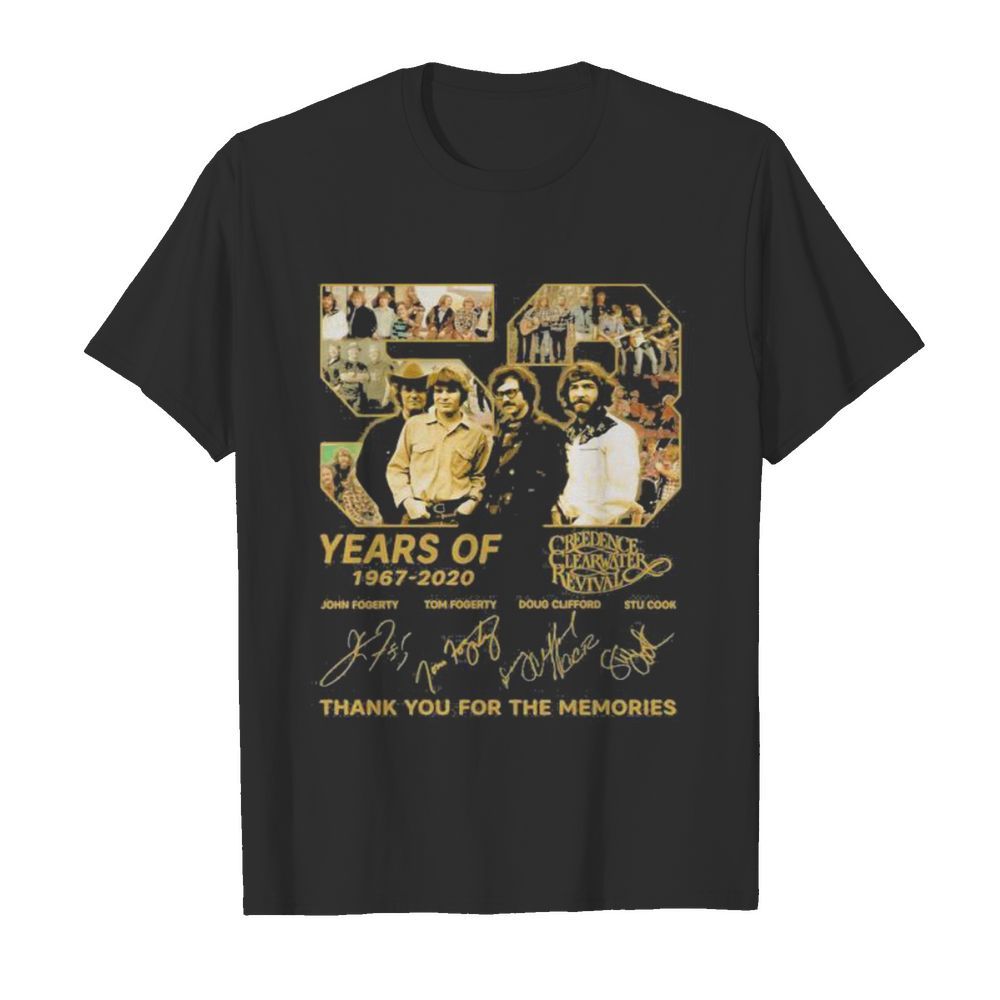 53 years of 1967 2020 creedence clearwater revival thank for the memories signatures shirt