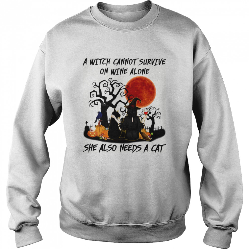 A Witch Cannot Survive She Also Needs A Pitbull Halloween  Unisex Sweatshirt