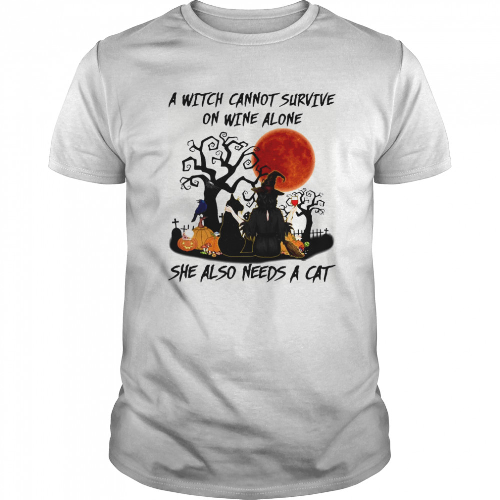 A Witch Cannot Survive She Also Needs A Pitbull Halloween shirt