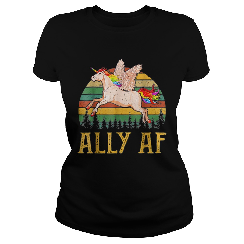 Ally AF Gay Pride Month LGBT Rainbow Unicorn  Classic Ladies