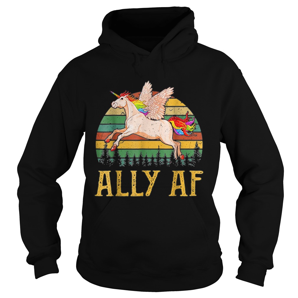 Ally AF Gay Pride Month LGBT Rainbow Unicorn  Hoodie