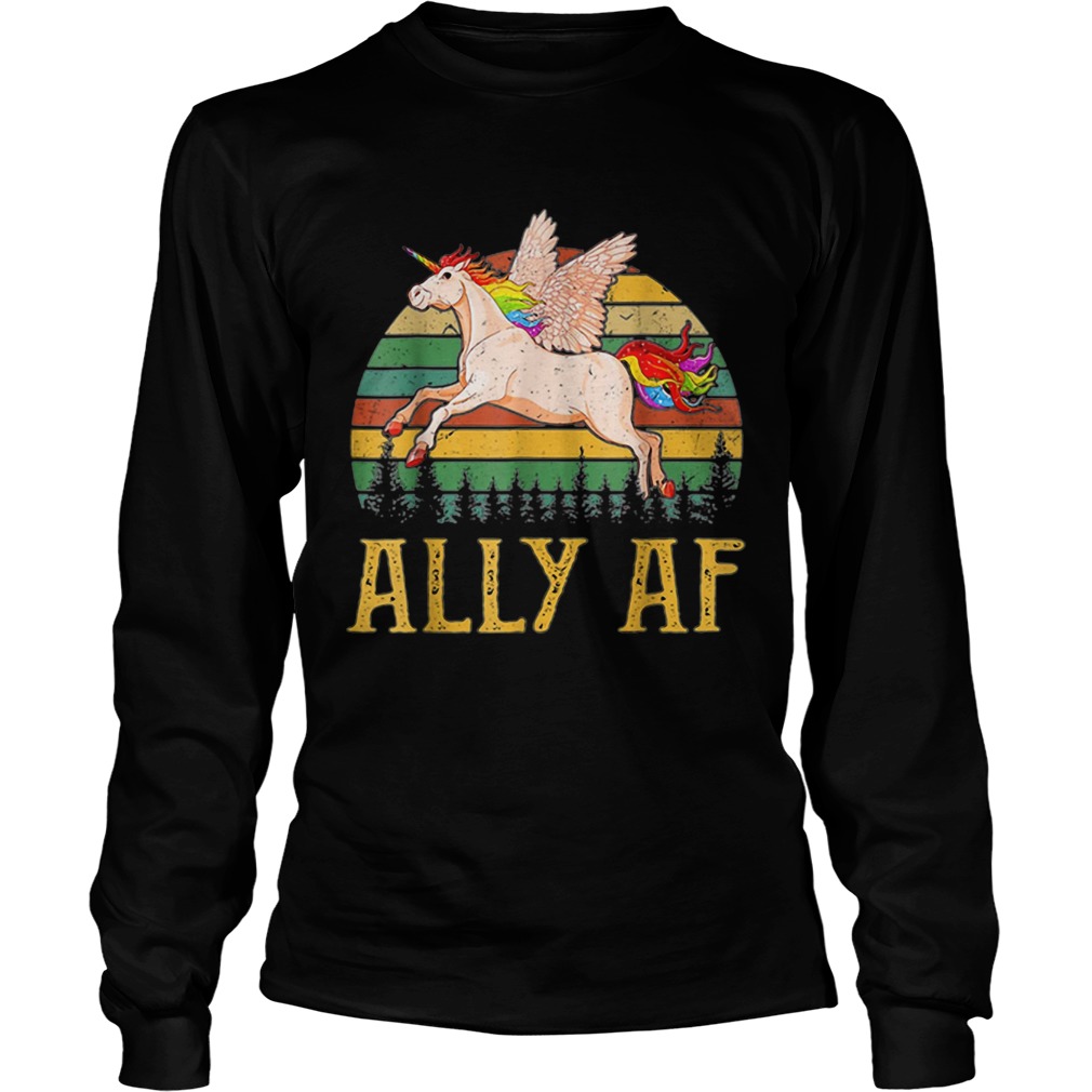 Ally AF Gay Pride Month LGBT Rainbow Unicorn  Long Sleeve