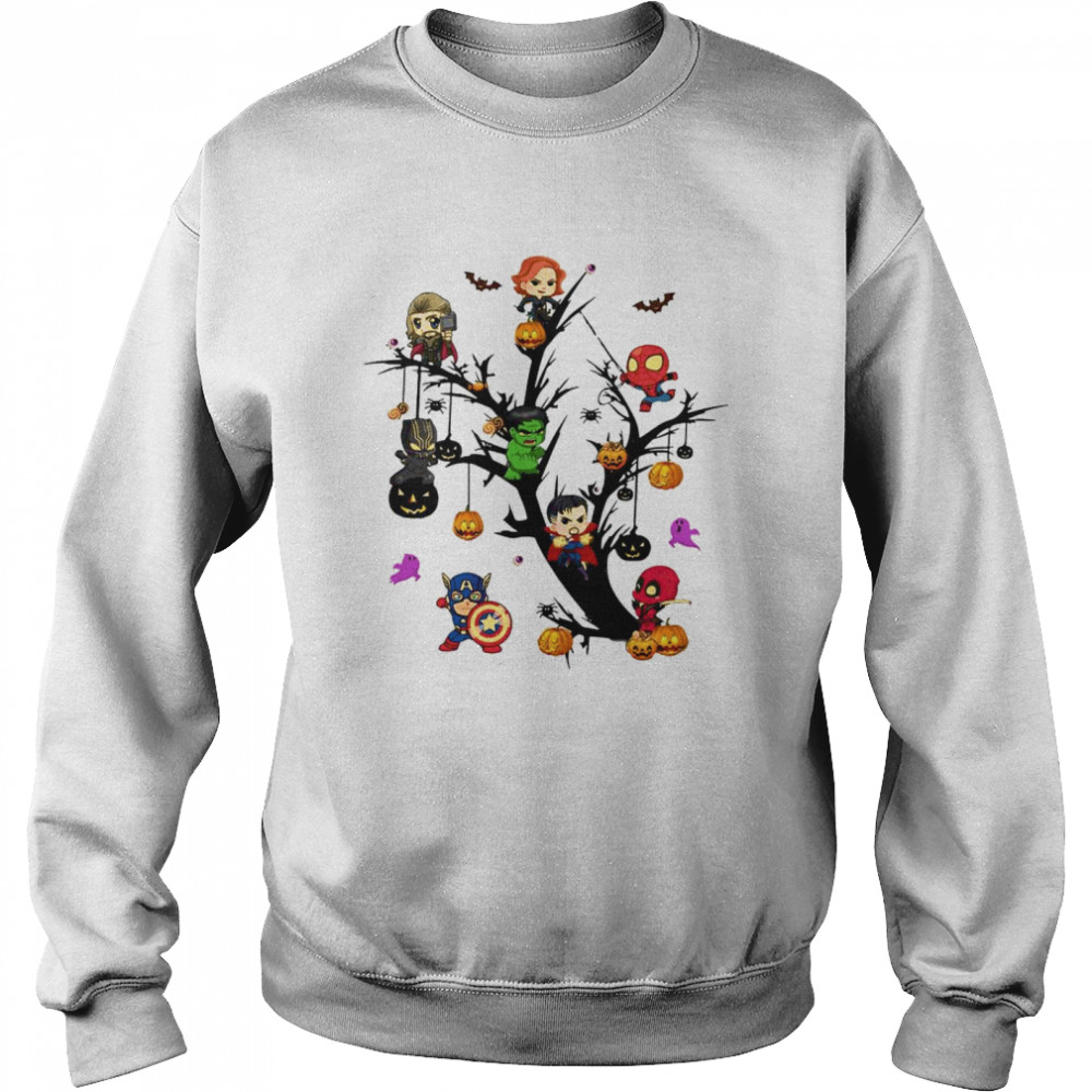 Avengers Superheroes Tree Halloween Pumpkin  Unisex Sweatshirt