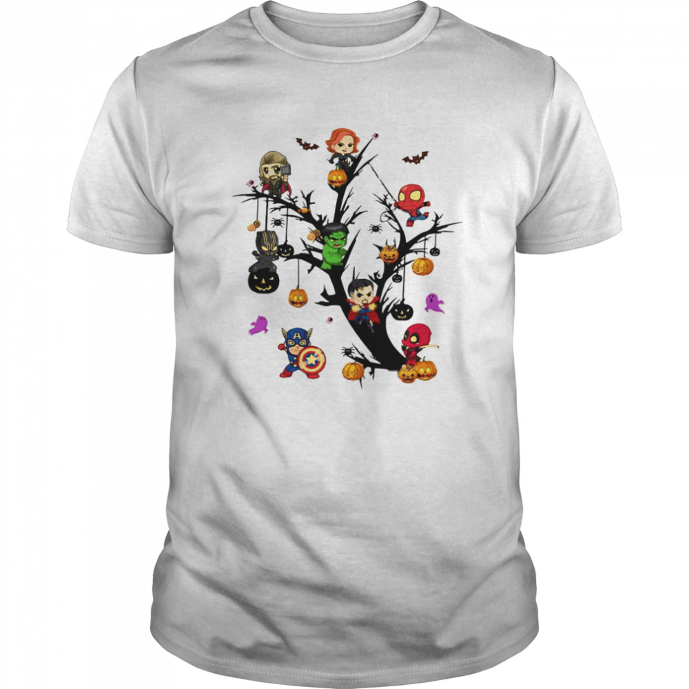 Avengers Superheroes Tree Halloween Pumpkin  Classic Men's T-shirt