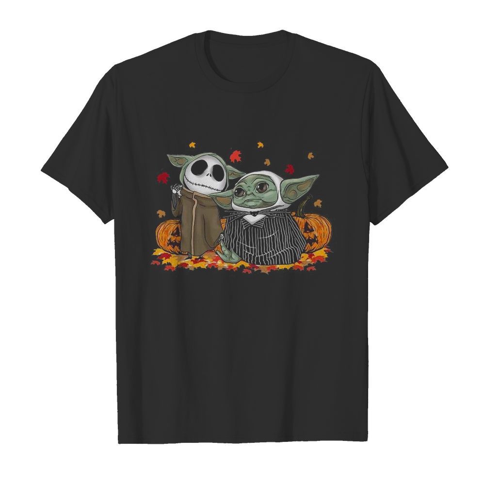 Baby Jack Skellington and Baby Yoda Happy Halloween shirt