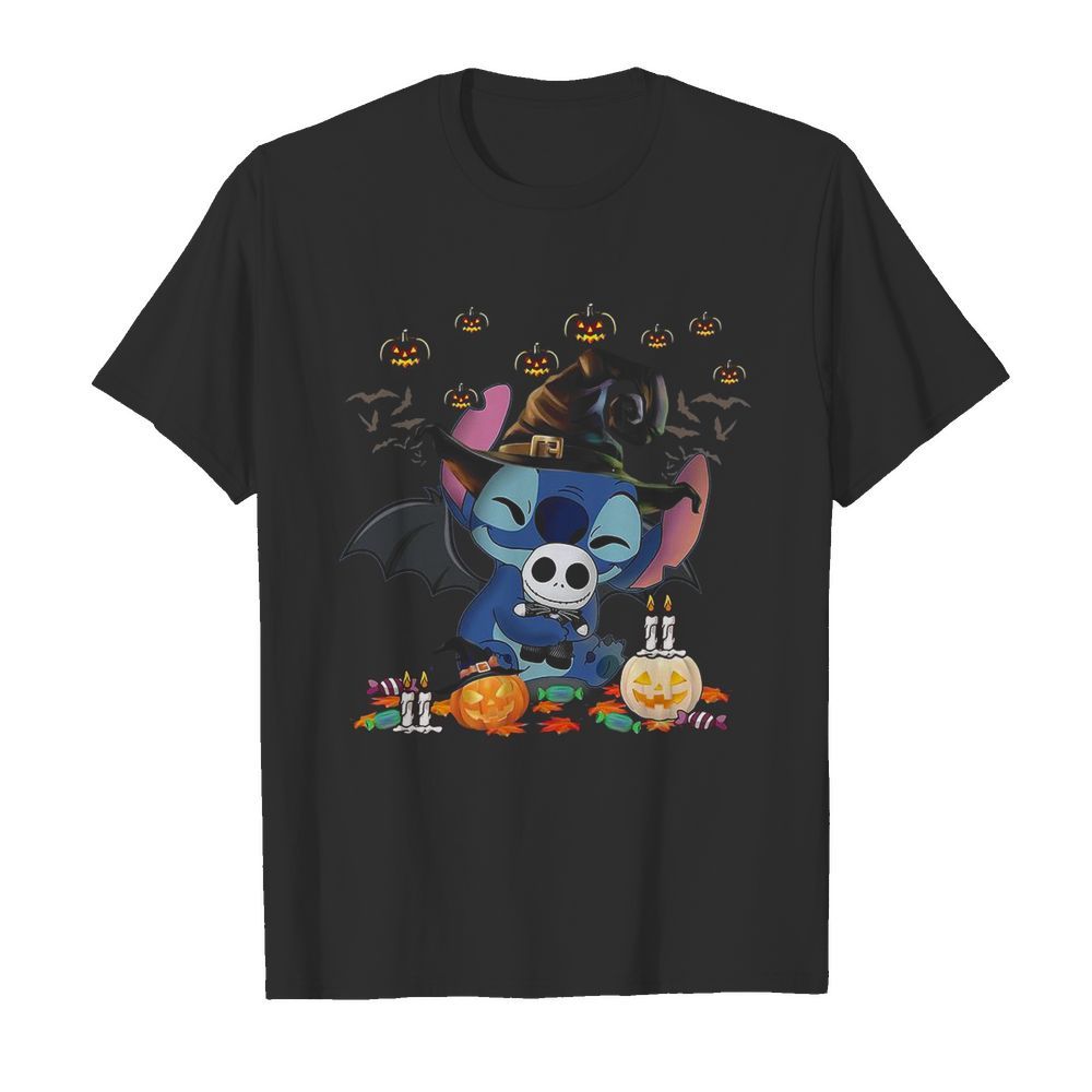 Baby Stitch Hug Jack Skeleton Halloween shirt