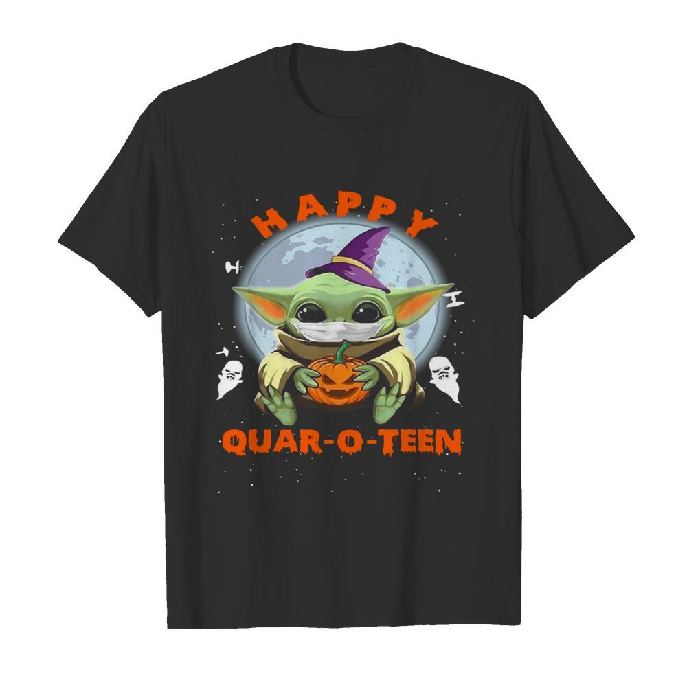 Baby Yoda Face Mask Hug Pumpkin Happy Quaroteen Halloween shirt